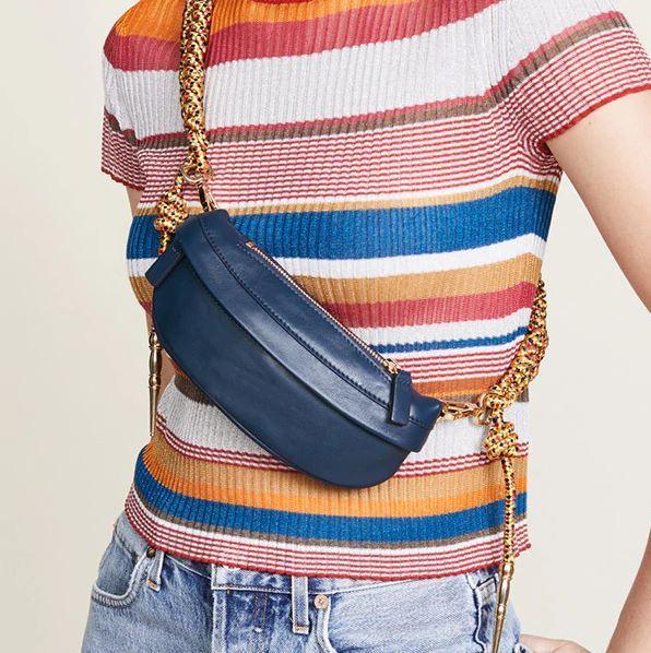 blue fanny pack