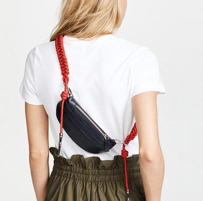 black leather fanny pack womens