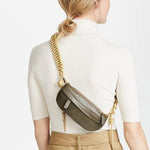Green leather fanny pack