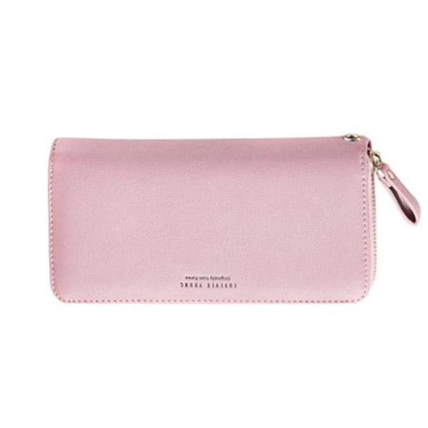 Pink wallet with zipper closure