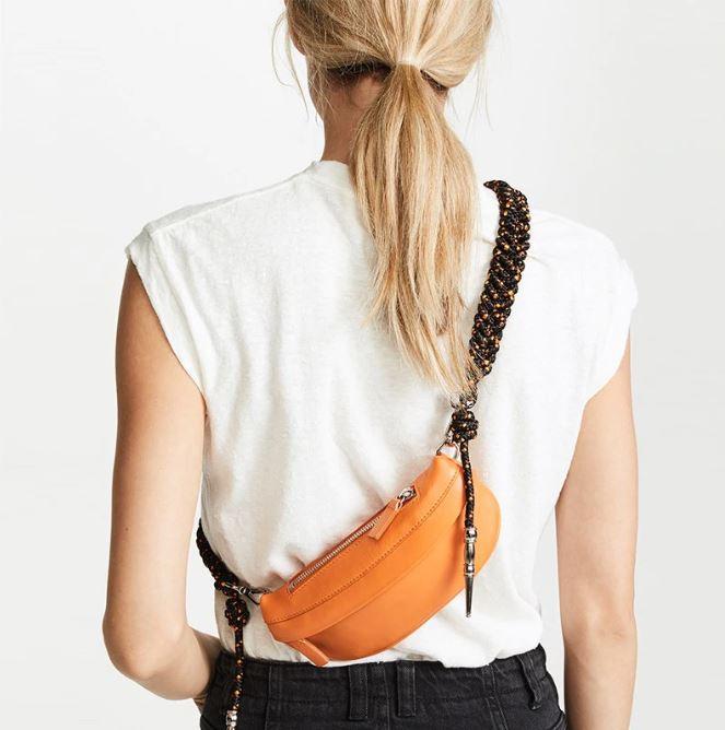 orange leather fanny pack
