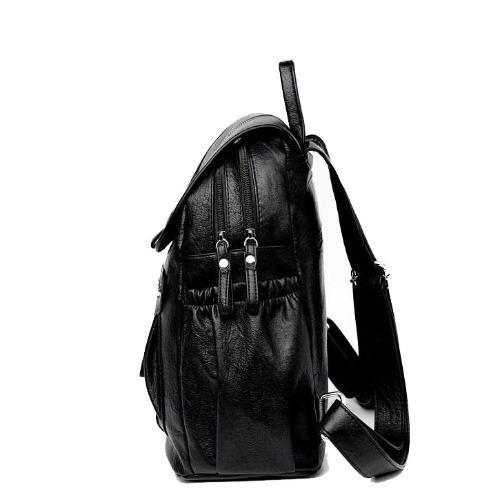 black backpack with two large compartments