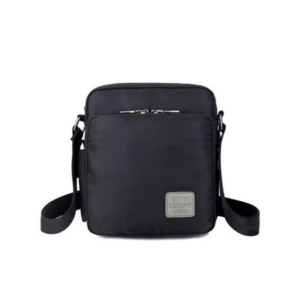 Black nylon messenger crossbody bag card slots