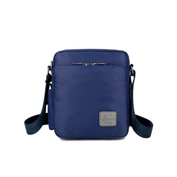 Blue nylon messenger crossbody bag card slots