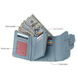 Blue small trifold wallet for women