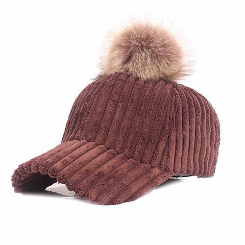 Impressive Women Pom-Pom Cap, brown
