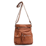 Brown vegan leather crossbody bag