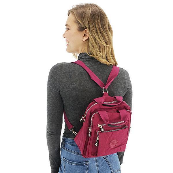 Backpack purse crossbody nylon women bag, Black, Emerald, Khaki, Purple, Light Grey, Burgundy, Deep Blue, Hot Pink