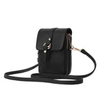Black phone purse with 2 zipered pocket compartments