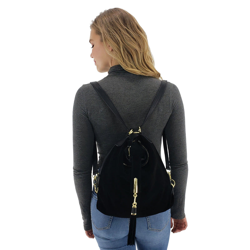 Suede backpack purse with tassel, Black, Deep Blue, Yellow Brown, Gray, Coffee, Dark purple, Burgundy, Light Brown