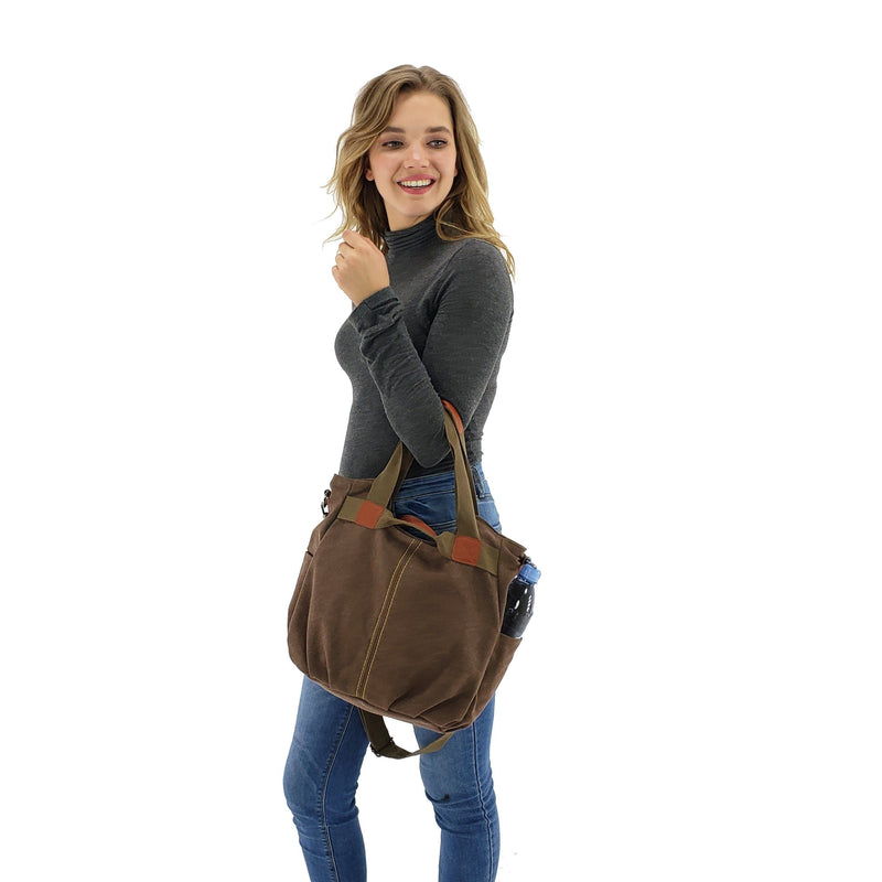 Canvas messenger crossbody shoulder bag women's