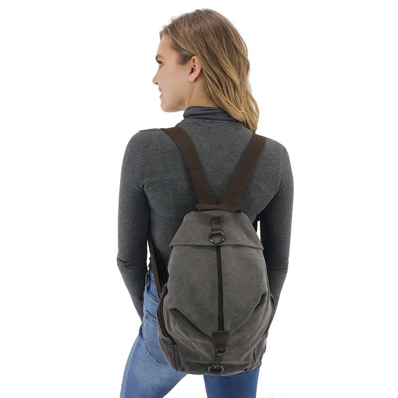 Canvas women backpack, Black, Blue, Brown, Gray, Grey blue, Purple