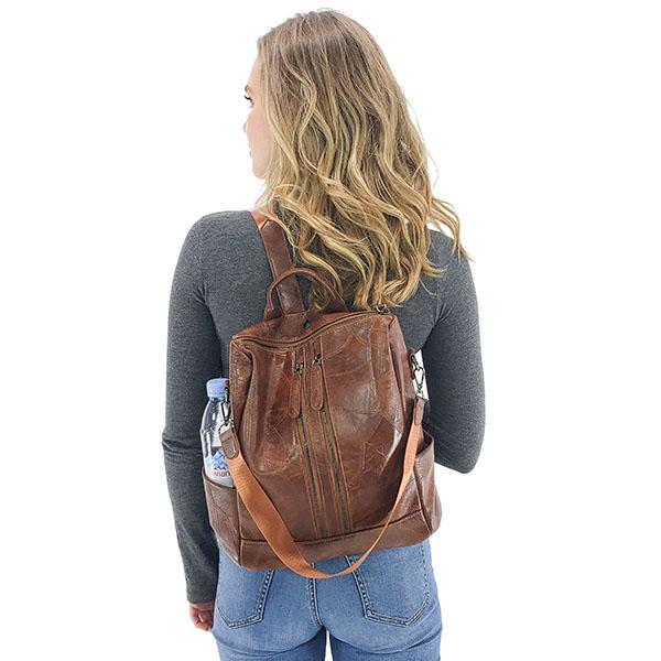Convertible backpack leather for women, Black, Brown, Burgundy