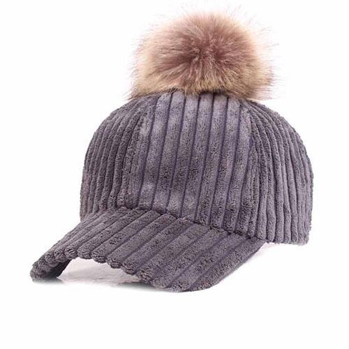 Impressive Women Pom-Pom Cap, dark grey