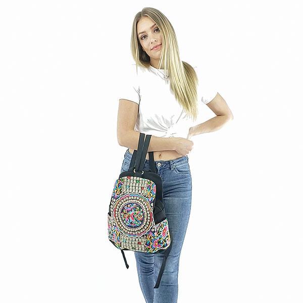 Embroidered handmade backpack for women