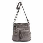 Gray vegan leather crossbody bag