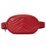 red leather fanny pack