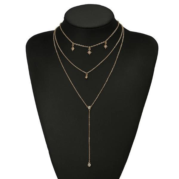 cubic zirconia triple choker pendant