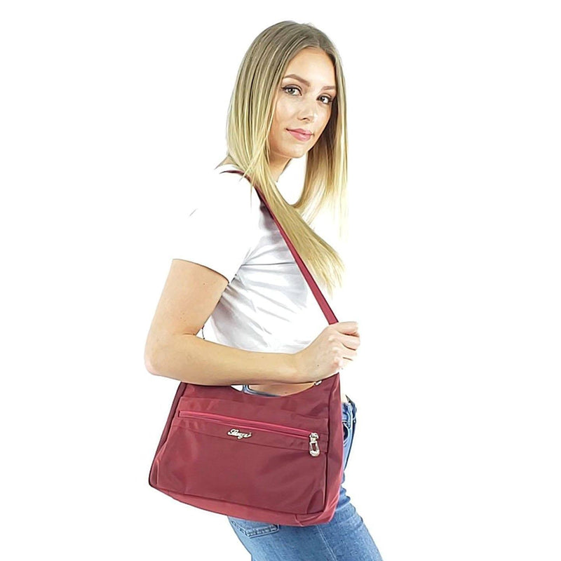 Lightweight nylon handbags women, black, purple, wine red, deep blue, hot pink