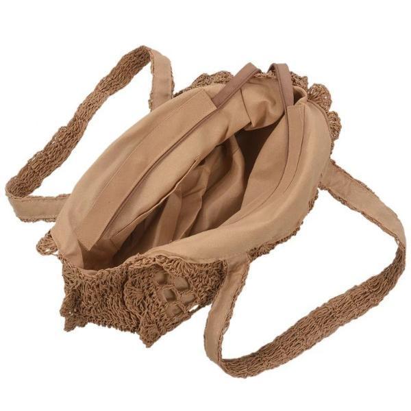 Summer straw beach bag with zipper closure