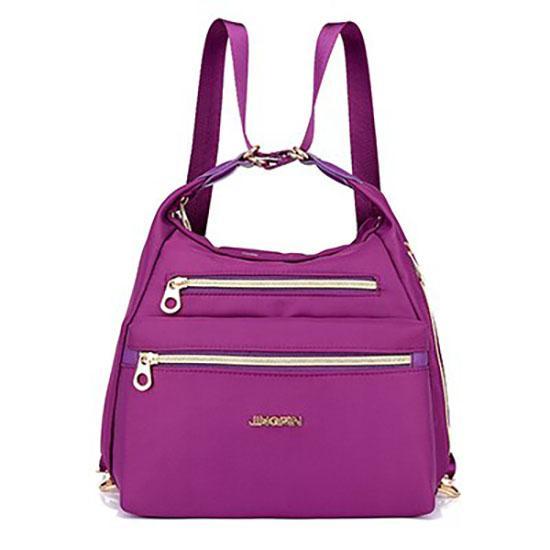 Purple nylon crossbody convertible bag
