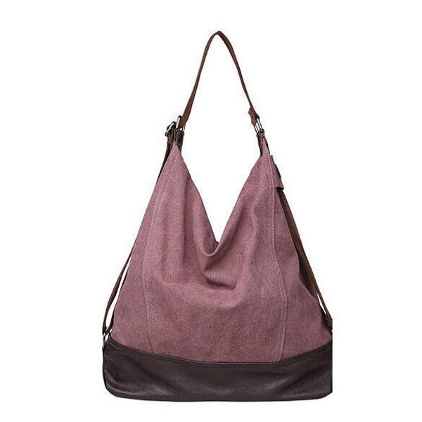 Purple large canvas tote bag