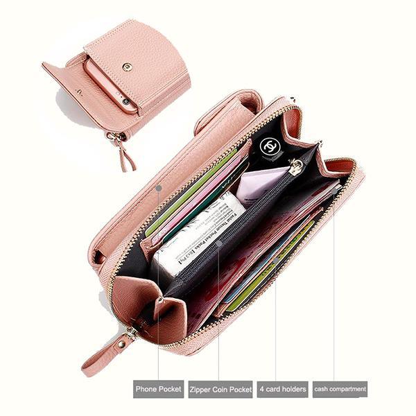 Pink phone wallet compartment