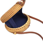 Round rattan bali bag interior compratment
