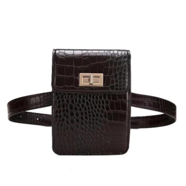 Black fashion fanny pack crocodile print
