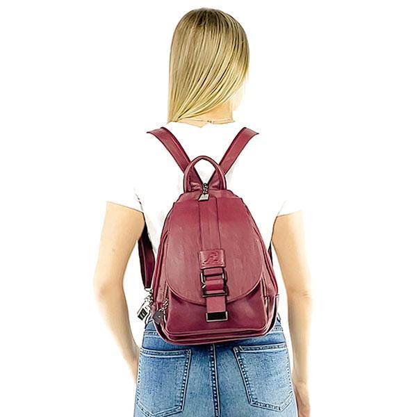 Sling backpack leather for women, Black, Dark blue, winered, Bronze, Lavender