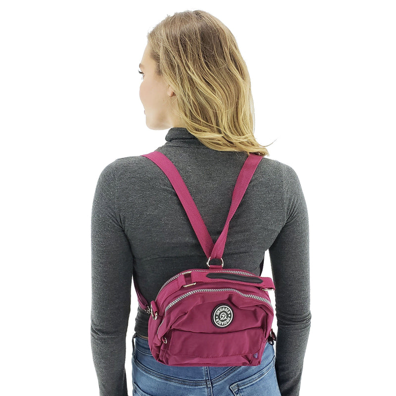 Small convertible backpack purse nylon, Black, Dark blue, Grape purple, Emerald, Purple, Pink, Sea blue, Sky blue, Blue gray