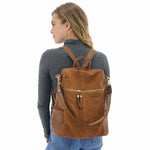 Suede backpack for women, Black, Khaki