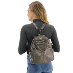 Vegan leather convertible backpack purse leather, Black, Blue, Gray, Wine Red, Bronze, Purple