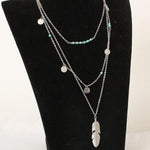 Siover Ethnic feather necklace with coins