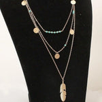 Gold Ethnic feather necklace with coins