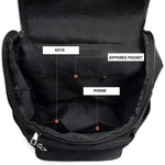 Zippered top opening backpack