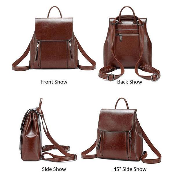 Multifunction leather backpack purse