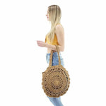 beach summer straw tote bag with zipper closure