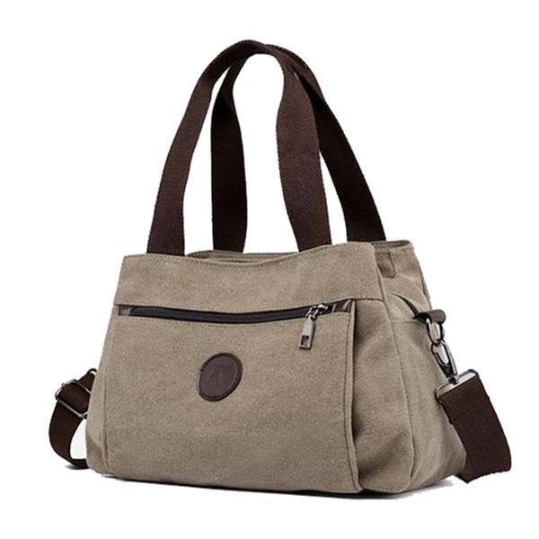 Khaki canvas handbag