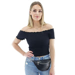 Black fanny pack with silver chain