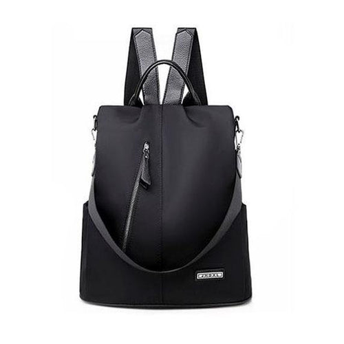 Black convertible nylon backpack purse anti theft