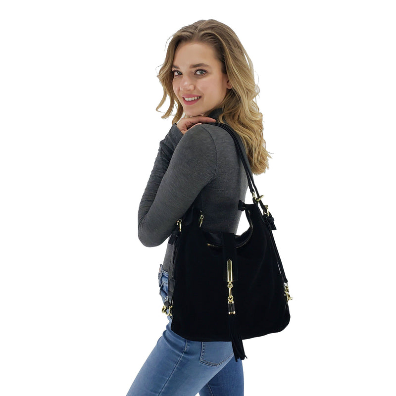 black suede bags