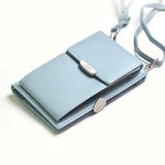 blue leather crossbody phone bag