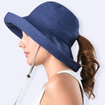 Sommer Eimer Pferdeschwanz Hut , UPF 50+ UV