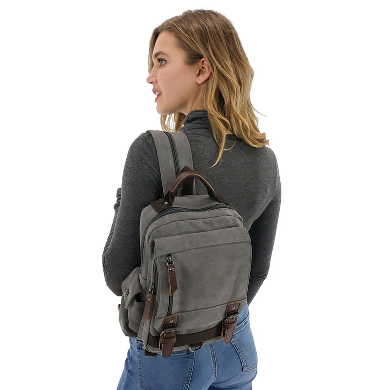Convertible canvas backpack sling bag, Black, Blue, Brown, Khaki, Burgundy, Sky blue, Army Green, Gray