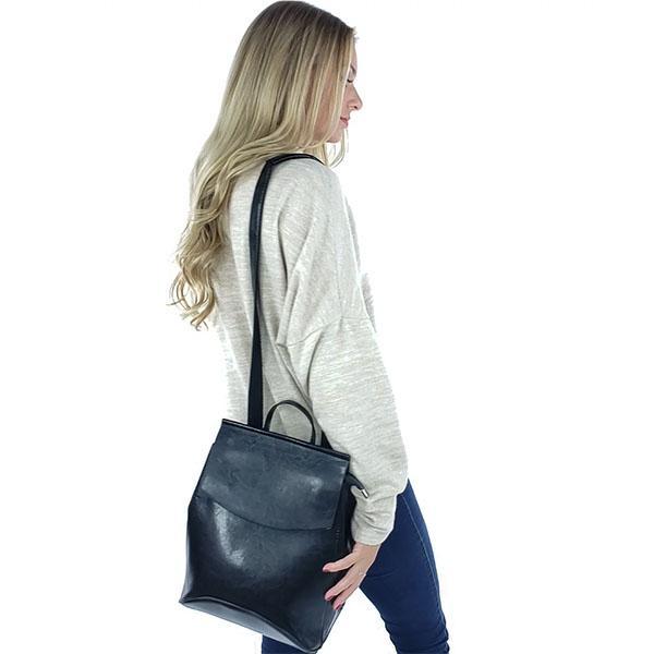 convertible leather backpack purse black