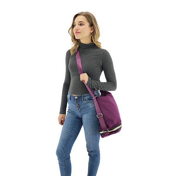 Travel convertible nylon bag with trolley sleeve