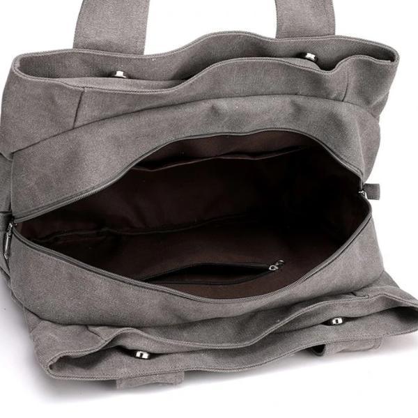Large triple pocket canvas bag