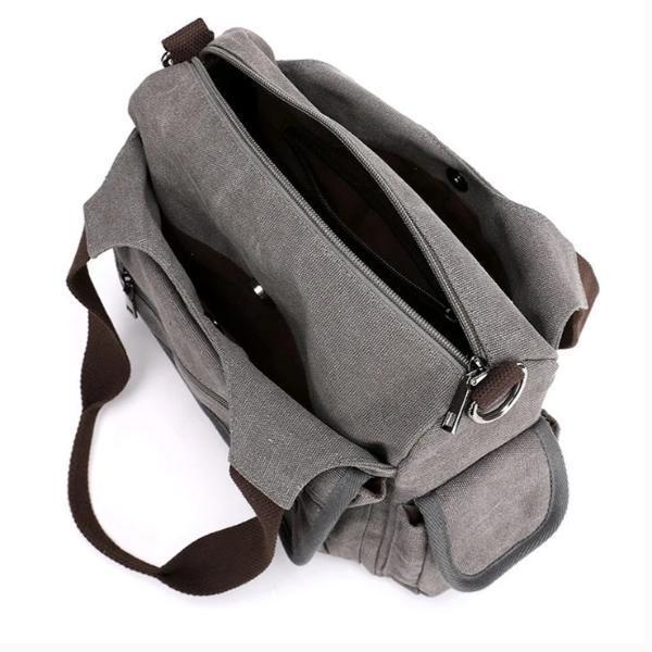 triple compartment canvas purse