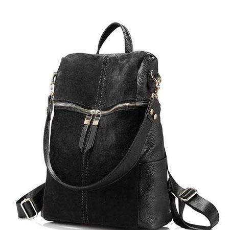 convertible black suede backpack shoulder bag